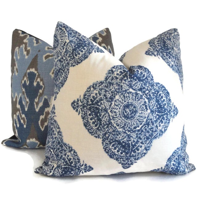 20" X 20" Indigo Blue Ikat Pillow Cover Lee Jofa Square Chairish