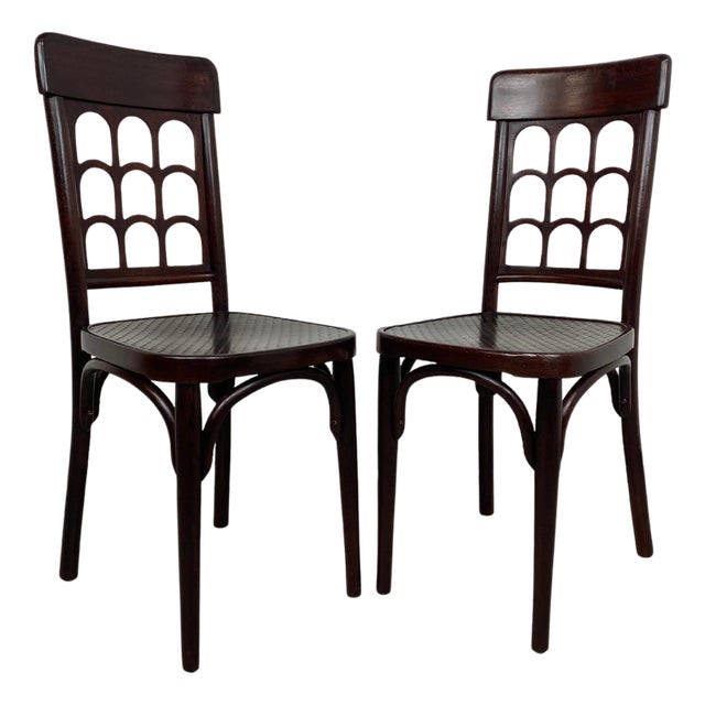 Beehive Dining Chairs attributed to Josef Hoffmann, 1890s, Set of 2 For Sale