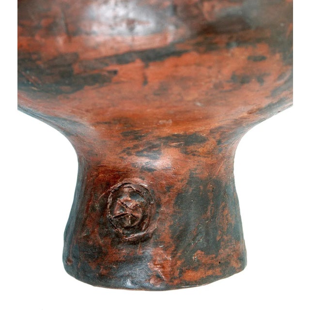 Abstract Handbuilt Red Clay Vase For Sale - Image 3 of 7