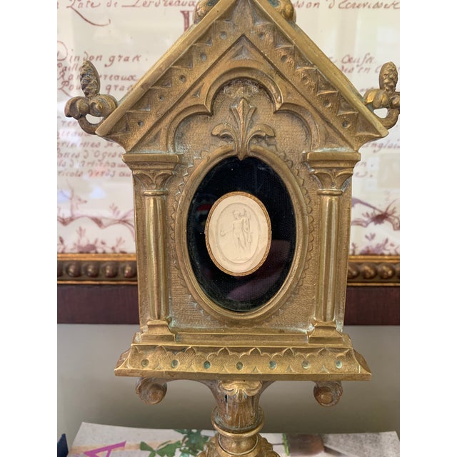 Gorgeous antique religious antiquary bought at a Montecito Estate with single antique intaglio.