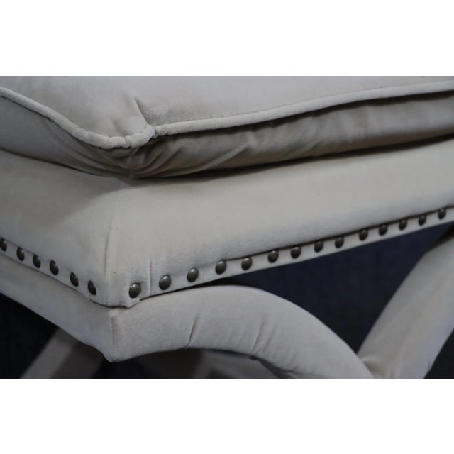 Velvet Upholstered Regency Style Stool For Sale - Image 4 of 6