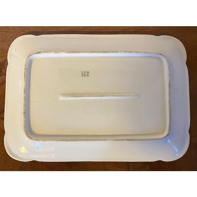 Late 19th Century Antique 19th Century Aesthetic Movement CFH GDM French Limoges Porcelain Rectangular Tray or Platter With Hand Painted Irises For Sale - Image 5 of 7