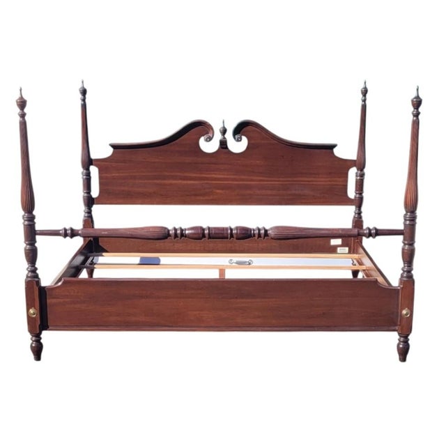 Late 20th Century Ethan Allen Georgian Style Four Post King Bed For Sale - Image 14 of 14