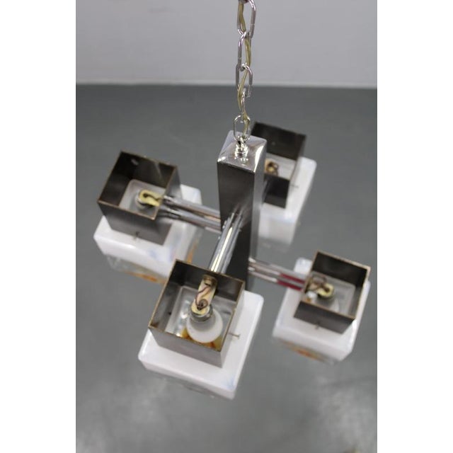 Vintage Italian Pendant Light with Murano Glass Shades and Anodized Metal Frame, 1970s For Sale - Image 12 of 16