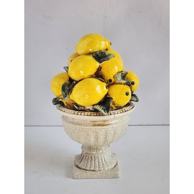 French Country Vintage Lemon Ceramic Topiary For Sale - Image 3 of 12