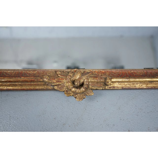 Brown Antique Mirror with Carved Wooden Frame For Sale - Image 8 of 10