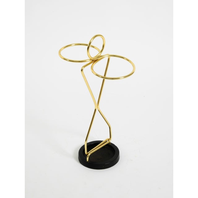 Mid-Century Modern Mid-Century Modern Umbrella Stand in Brass and Black Cast Iron Base, 1950s For Sale - Image 3 of 11