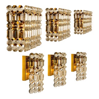 Gilt Brass, Metal and Crystal Glass Sconce from Kinkeldey, 1970s For Sale