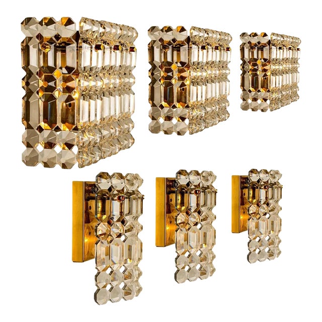 Gilt Brass, Metal and Crystal Glass Sconce from Kinkeldey, 1970s For Sale