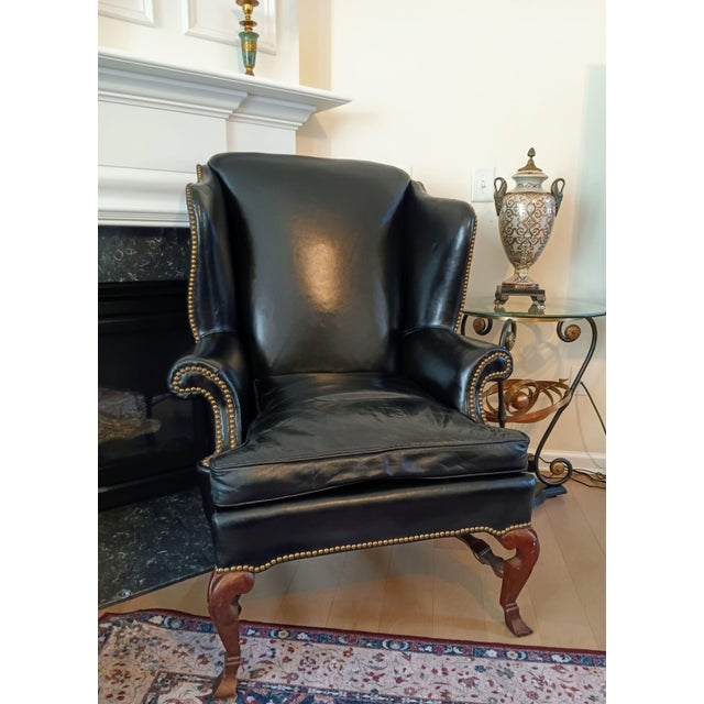 1970s Rare No. 200 Bicentennial Limited Edition Leather Wingback Chair by Leathercraft-Hickory Nc. Excellent Condition For Sale - Image 5 of 12