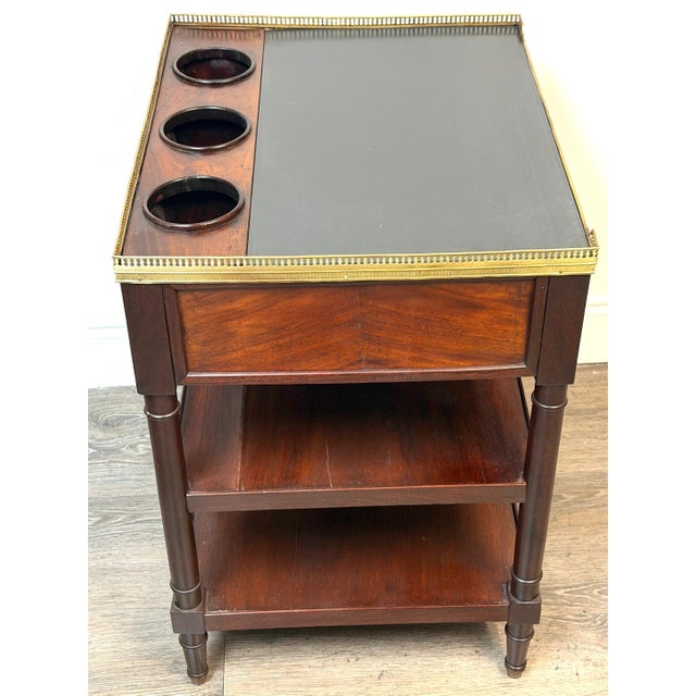Wood French Louis Philippe Mahogany Wine Service Table with Slate Top & Brass Gallery For Sale - Image 7 of 10