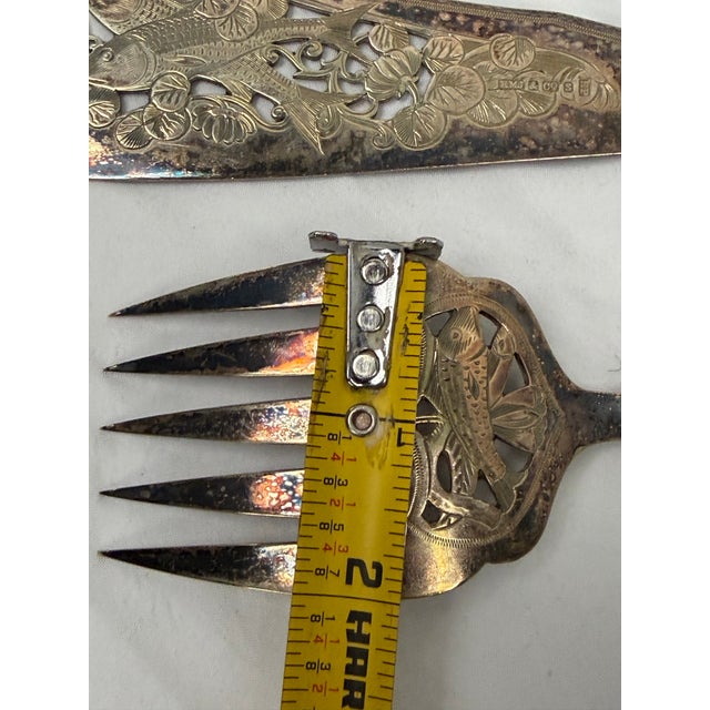 Antique Victorian RMJ & Co Sheffield Engraved Silver-Plate Fish Serving Set For Sale - Image 10 of 10