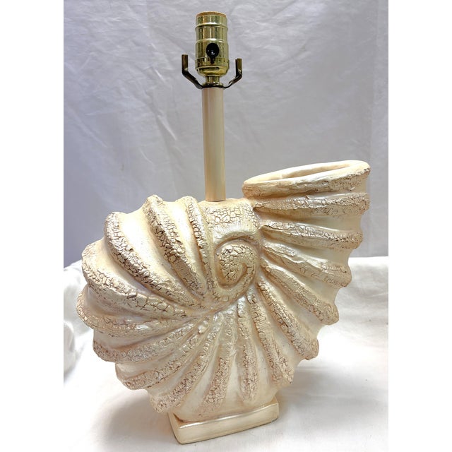 C1980's Palm Beach Chic Nautilus Shell Table Lamps- A Pair For Sale - Image 4 of 18