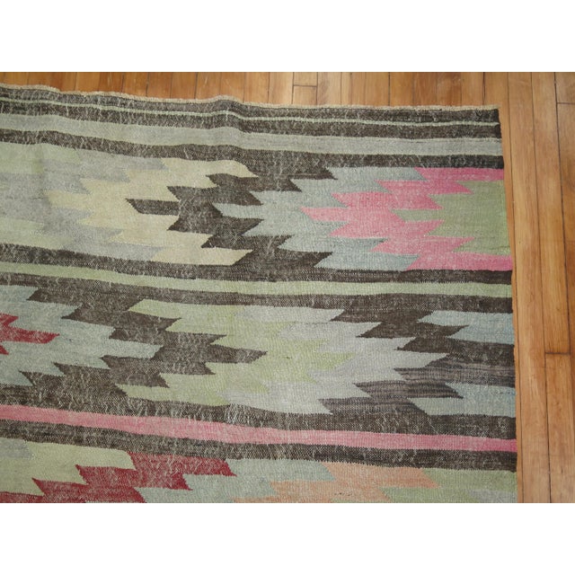 Early 21st Century Rustic Southwestern Turkish Shabby Chic Turkish 20th Century Kilim - 6'1" x 8'1" For Sale - Image 5 of 6