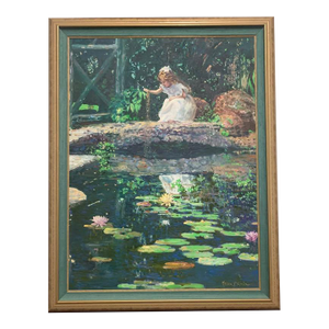 1990s Monumental Original Oil on Canvas by Nelda Pieper | "Enlightened Reflection" | 55" Large