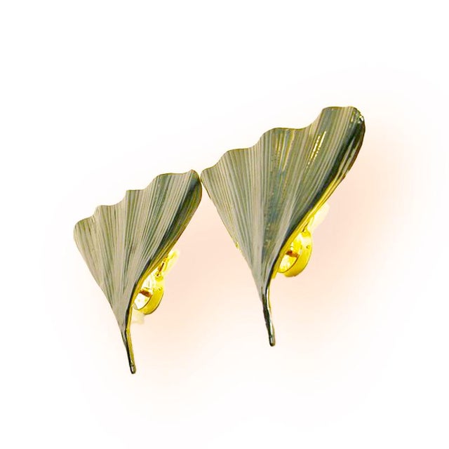1970s Brass Ginkgo Leaf Wall Lamps, 1970s, Set of 2 For Sale - Image 5 of 8