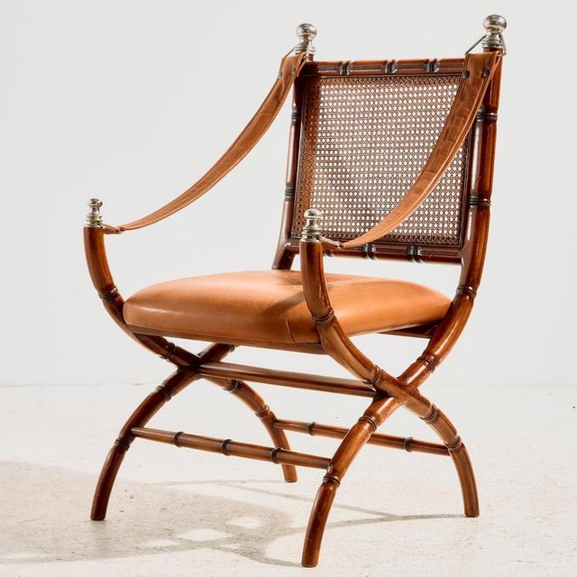 Walnut Armchair with Bamboo-Like Design, 1960s For Sale - Image 15 of 15