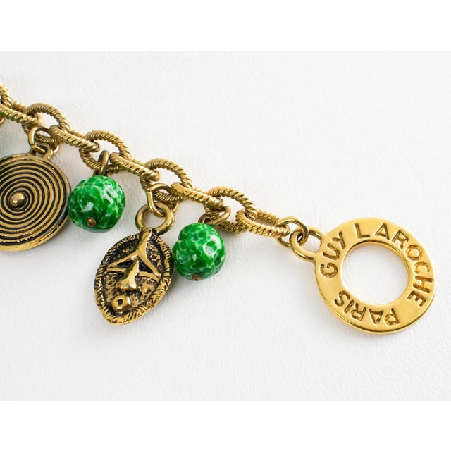 Gold Guy Laroche Tribal Inspired Link Bracelet with Ceramic Charms For Sale - Image 8 of 11