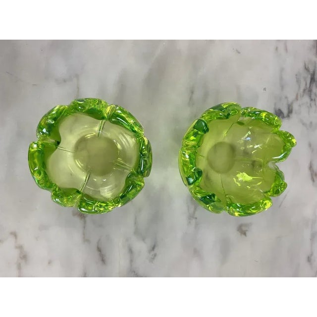 Lime Italian Ashtrays in Murano Glass, 1980, Set of 2 For Sale - Image 8 of 11