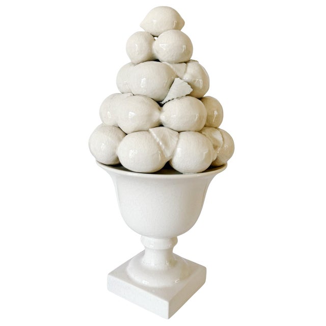 A vintage Portuguese ceramic lemon topiary centerpiece made in Portugal for Great City Traders, San Francisco sometime...