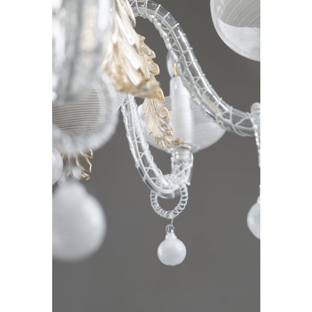 Art Deco Filigree Murano Glass Chandelier from Venini, 1940s For Sale - Image 11 of 18