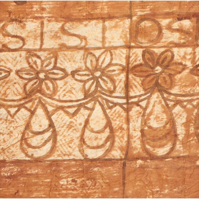 Burnt Orange Antique XL Tongan Ngatu Barkcloth Textile For Sale - Image 8 of 10
