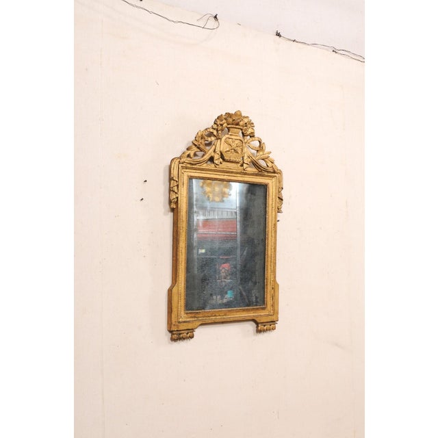 French 19th Century Mirror with Bouquet Carved Crest For Sale - Image 4 of 10