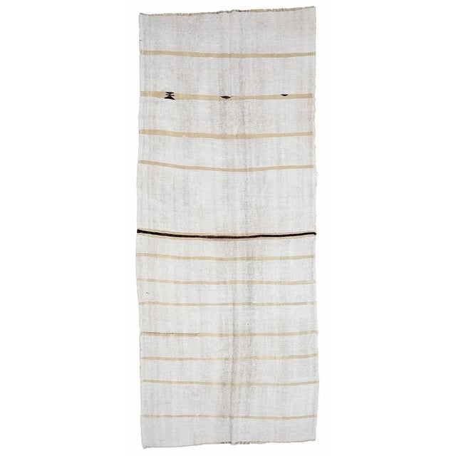 Textile Mid 20th Century Striped Vintage Hemp Kilim Rug For Sale - Image 7 of 7