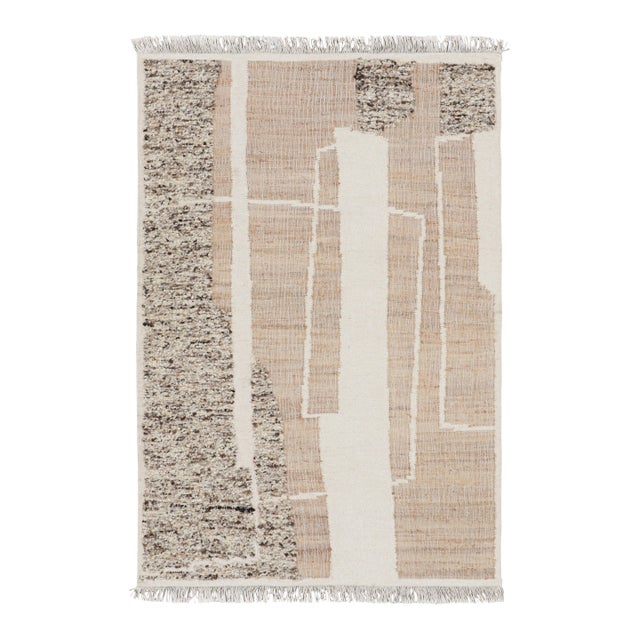 Rug & Kilim’s Abstract Flatweave with Cream and Beige Geometric Patterns - 9x12 For Sale