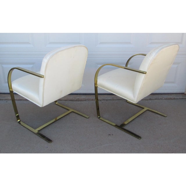 Mid 20th Century Ludwig Mies Van Der Rohe Brno Style Chairs Gold Tone Flat Arm For Sale - Image 12 of 16