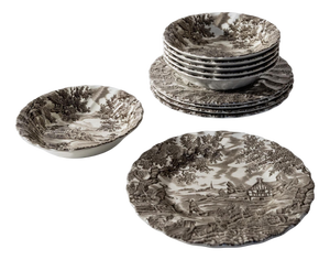Vintage The Hunter Tableware Set in Porcelain from Myott, England, 1980s, Set of 11