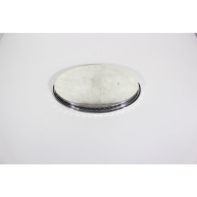 English Small Vintage Oval Silver Tray For Sale - Image 3 of 8