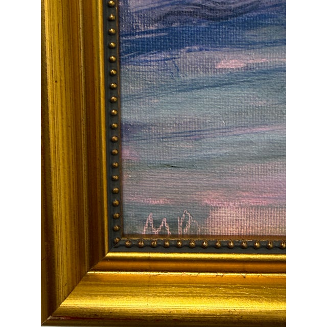 Abstract Cloud Covered Blue Skies on the Beach Painting, Framed For Sale - Image 10 of 12