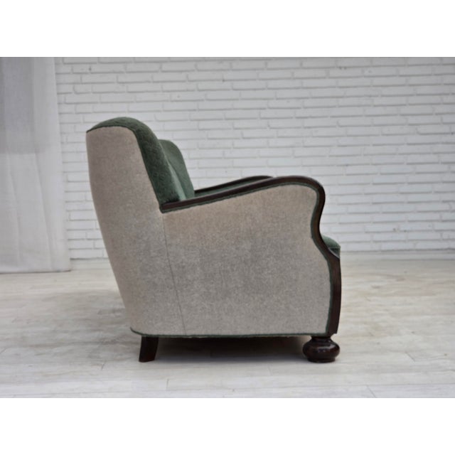 Wood Danish 3-Seater Sofa in Furniture Wool and Oak Wood, 1960s For Sale - Image 7 of 18