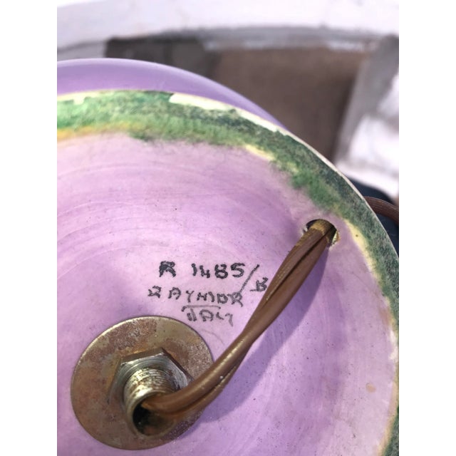 Raymor Purple Italian Ceramic Lamp For Sale - Image 10 of 11
