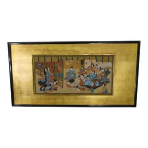 19th Century Japanese Ukiyo-E Scroll Painting Style of Utagawa Hi