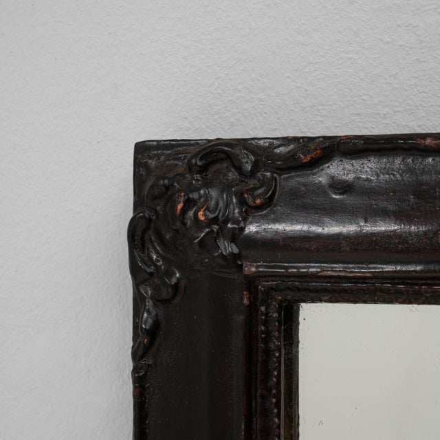 19th Century French Wood Black Patinated Wall Mirror For Sale In Greensboro - Image 6 of 18