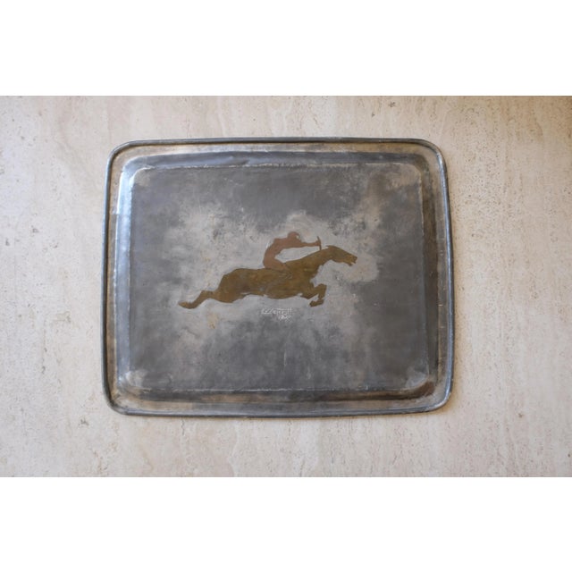 Metal 1930 Pewter and Brass Tray by Ellen v Kajerdt For Sale - Image 7 of 9