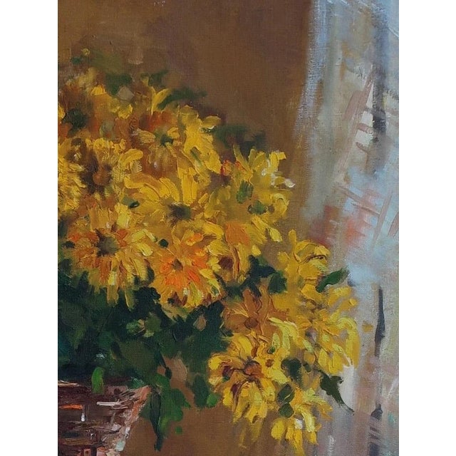 Realism Original Antique Floral Still Life Oil Painting, Ukrainian Art 1975 60-80 For Sale - Image 3 of 6