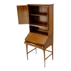 Mid-Century Modern Walnut tall Secretary Desk Bookcase