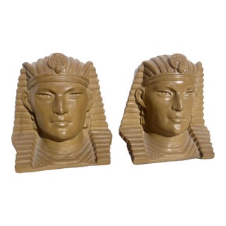 Vintage Egyptian Revival Pharaoh Bookends - A Pair of 2 For Sale