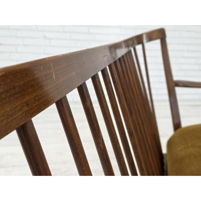 Mid-Century Modern Danish 2-Seater Sofa in Green Velour by Alfred Christensen for Slagelse Møbelværk, 1960s For Sale - Image 3 of 18