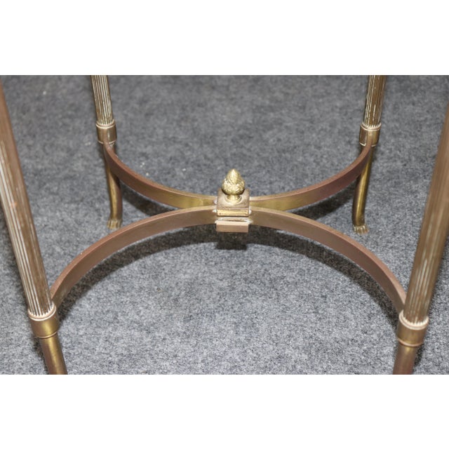 French Brass Directoire Style Glass Top End Table For Sale - Image 3 of 8