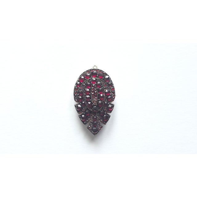 Antique Victorian Bohemian Garnet Double Layer Leaf Brooch Pendant For Sale - Image 4 of 10