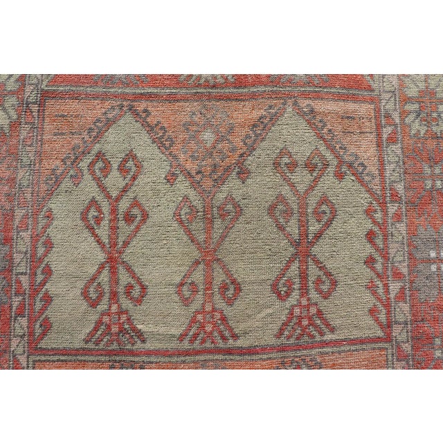 Vintage Turkish Oushak Rug With Soft Coral, Sage Green, and Muted Orange Tones 5'4 X 11'10 For Sale In Atlanta - Image 6 of 12