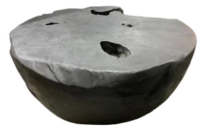 Andrianna Shamaris Drum Shaped Charred Teak Wood Coffee Table