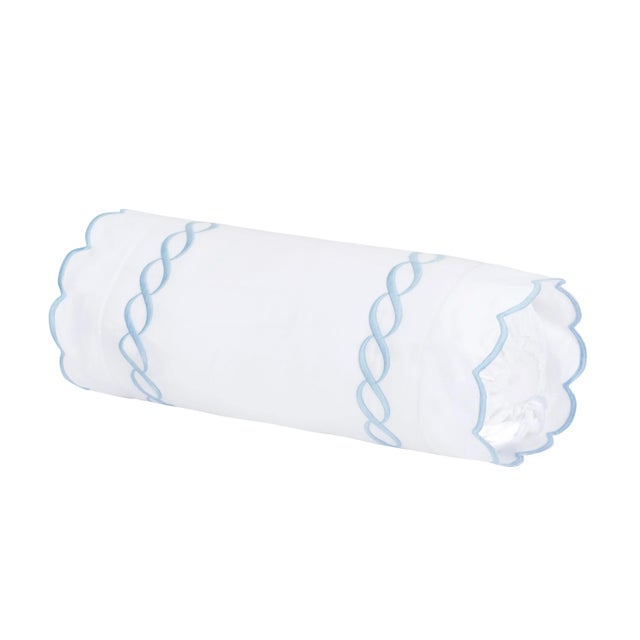 Blue Scalloped Chain Bedding Set, Light Blue, King - 11 Pieces For Sale - Image 8 of 9