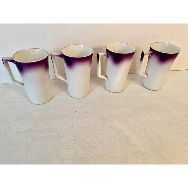 Purple Antique Dresden China Grape Motif Mugs - Set of 4 (C. 1890- 1915). For Sale - Image 8 of 12