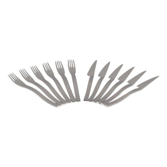 Fish Cutlery in Stainless Steel from Gense, Sweden, Set of 12 For Sale