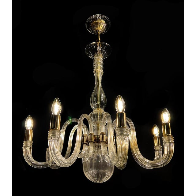 Italian Murano Glass Chandelier with Gold Inserts attributed to Barovier & Toso, 1970s For Sale - Image 16 of 18